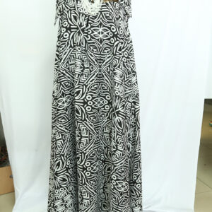 Black and white printed maxi dress with bow tied sleeves